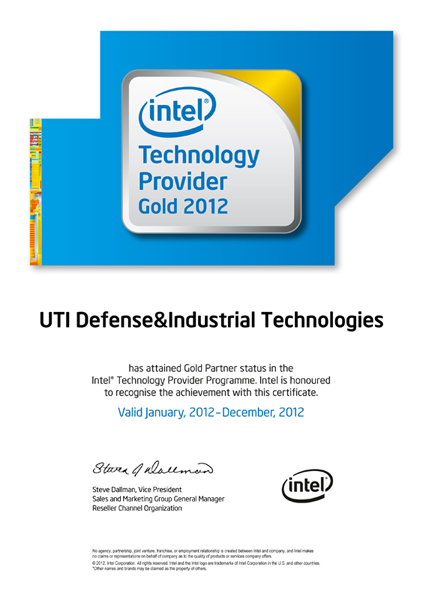 Intel® Technology Provider Gold, Personalised Membership Certif
